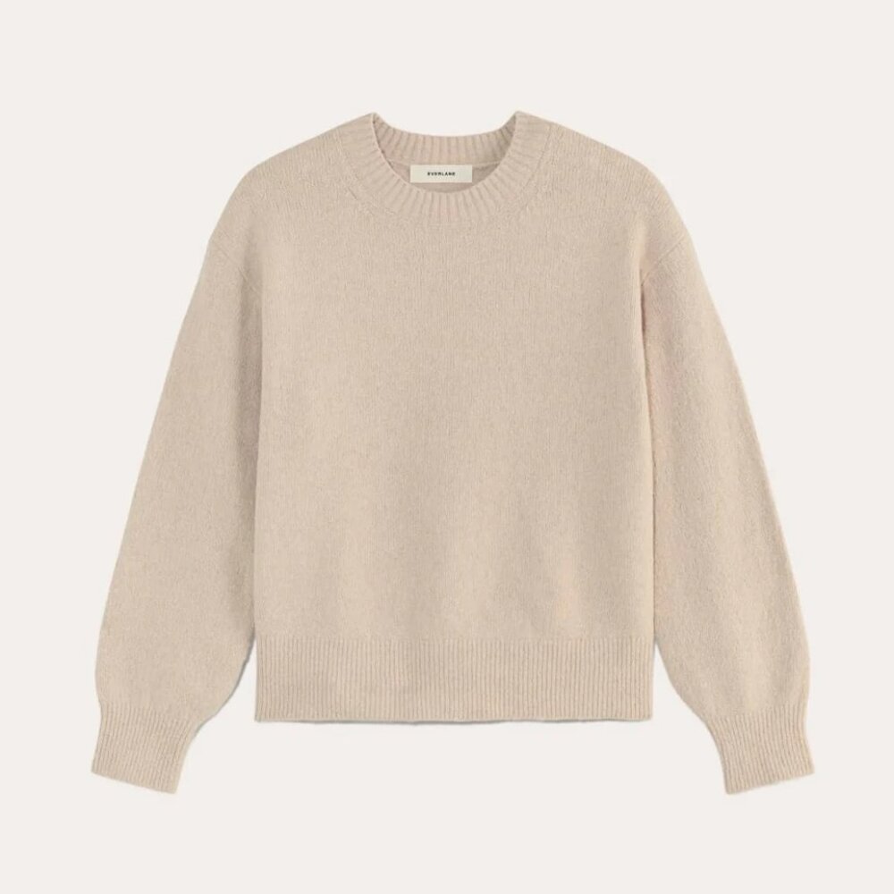 Everlane The Cocoon Crew in Plush Cotton - Heather Mushroom